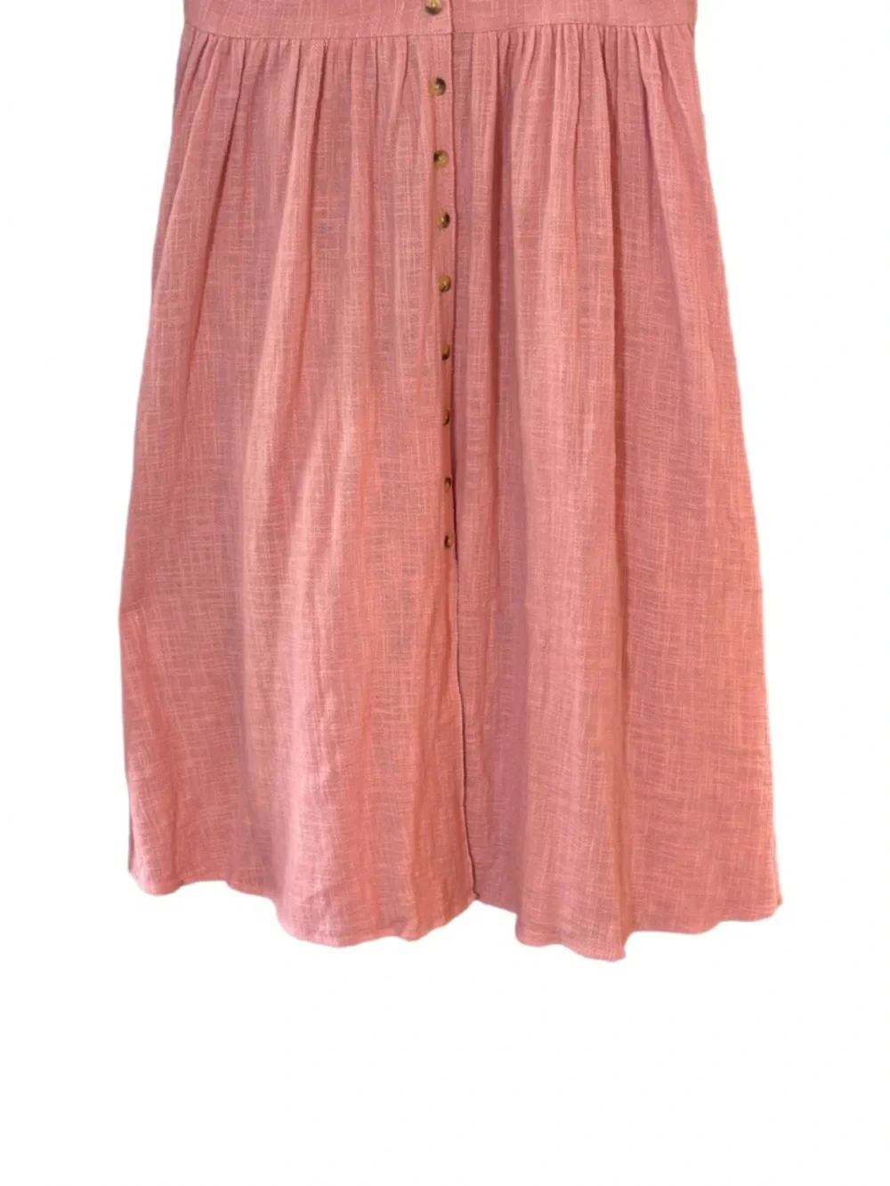 Free People Peach Button Front Midi Dress Tie Sleeve Size L NWT - Picture 4 of 9